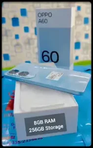 Oppo A60 smartphone front and back design with 50MP camera and slim body