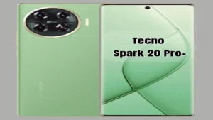Tecno Spark 20 Pro+ smartphone front and back view with large AMOLED display and dual camera