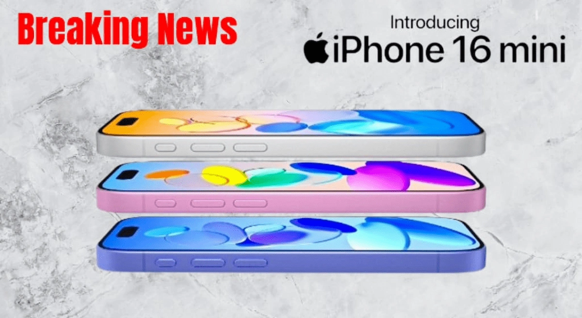 Rumored iPhone 16 Mini concept image with compact design and dual camera
