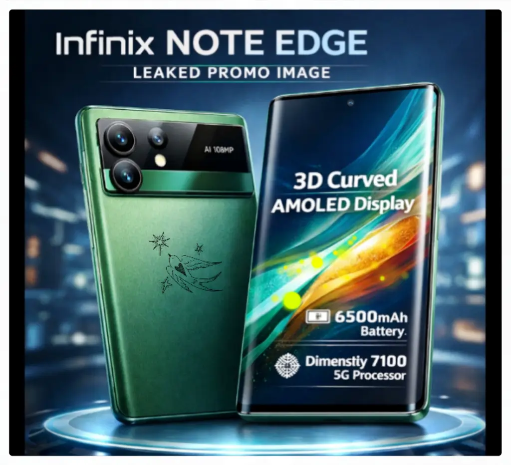 Infinix Note Edge promo image with curved AMOLED display and premium design